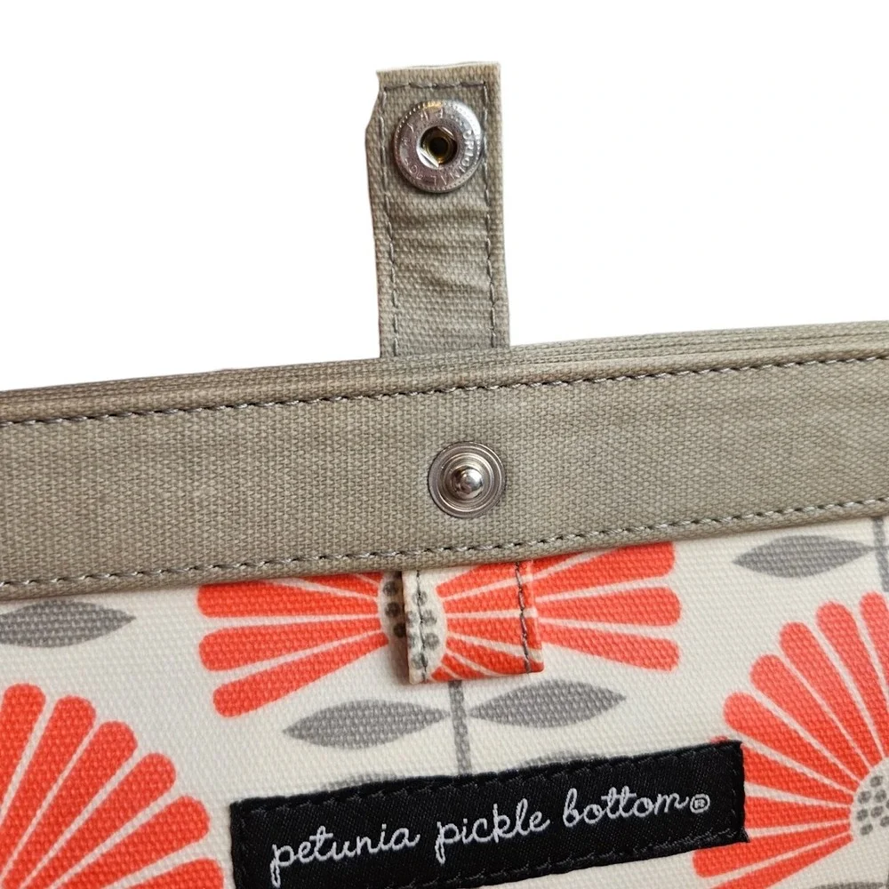 Petunia Pickle Bottom Diaper Bag Red Orange‎ Coral Shoulder Floral Waterproof